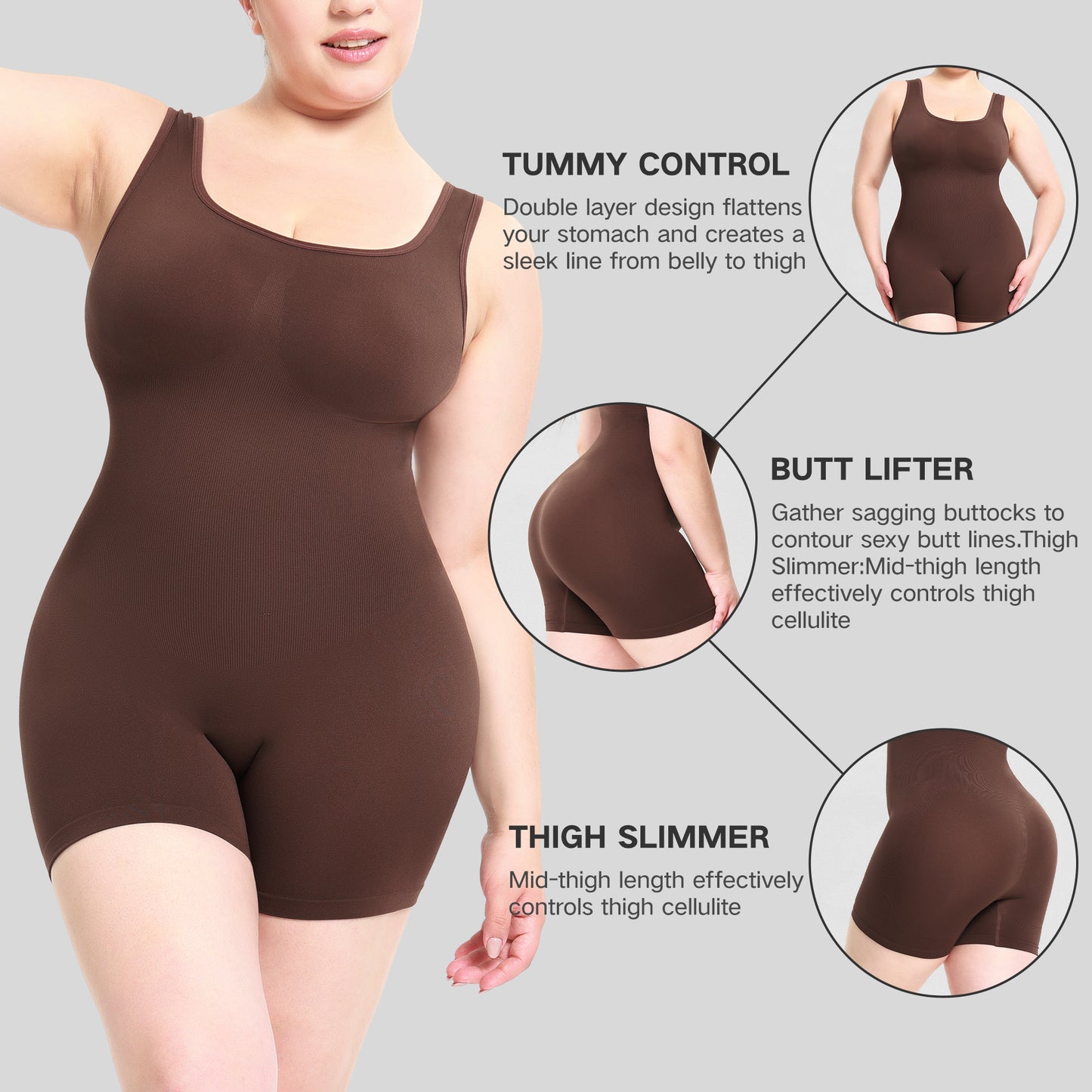Plus Size Bodysuit Women Tights Fitting One-piece Bodysuit Shapewear Body Hugging Vest Underwear
