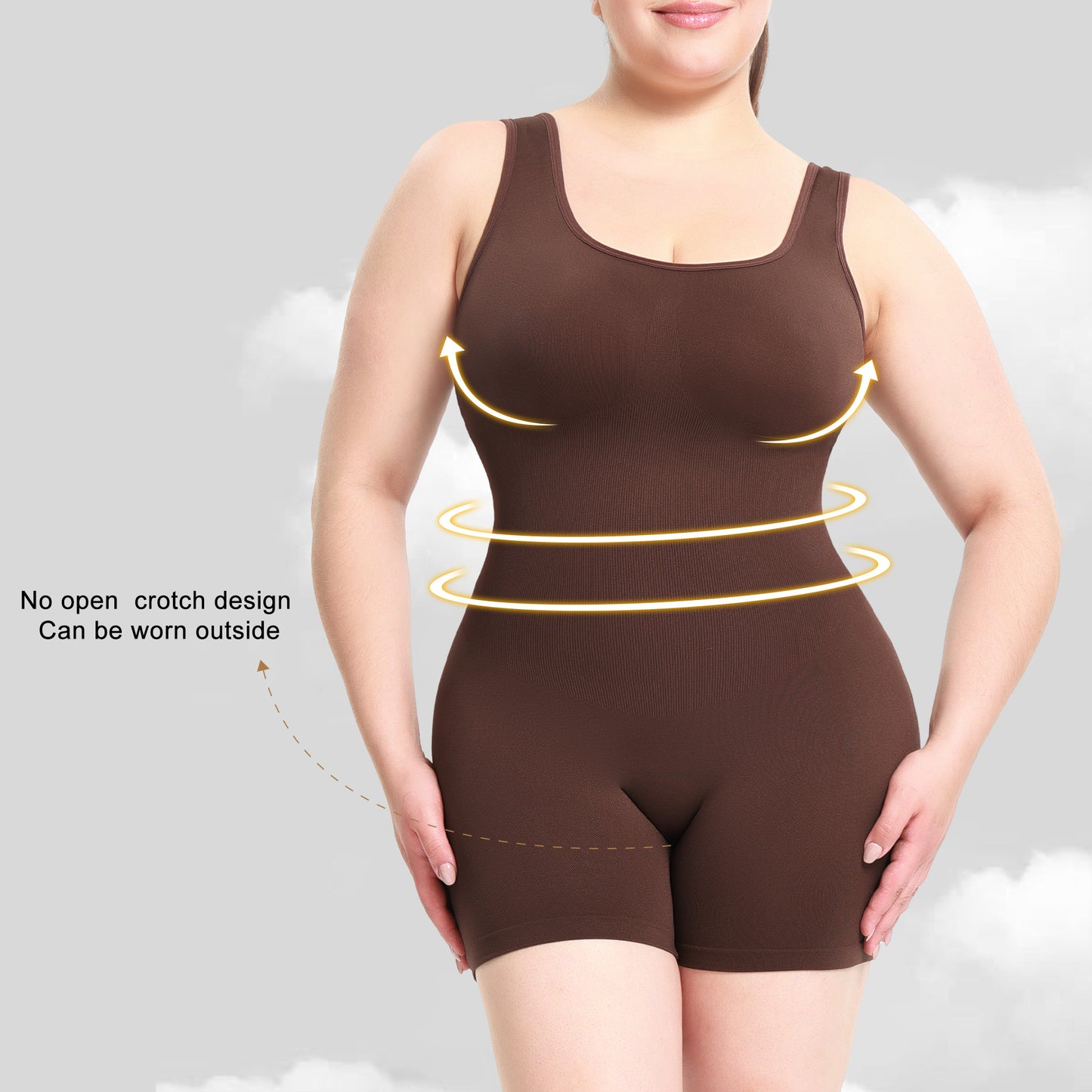 Plus Size Bodysuit Women Tights Fitting One-piece Bodysuit Shapewear Body Hugging Vest Underwear