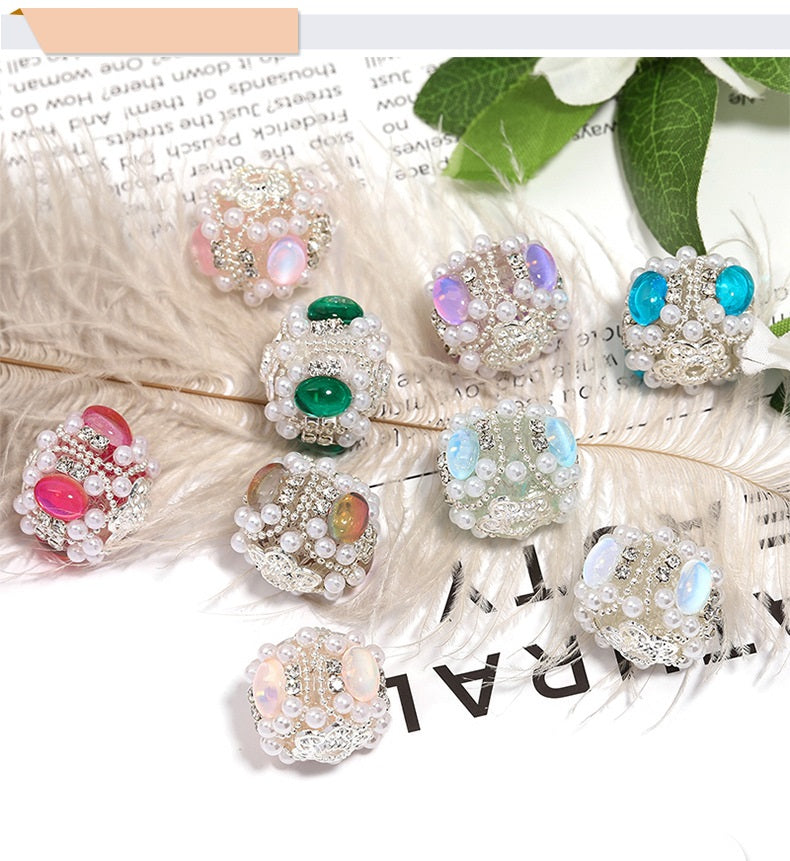 Beaded Rose Diamond Ball String Beads Light Luxury Creative Round Beads Handmade DIY Bead Pen Mobile Chain Loose Beads