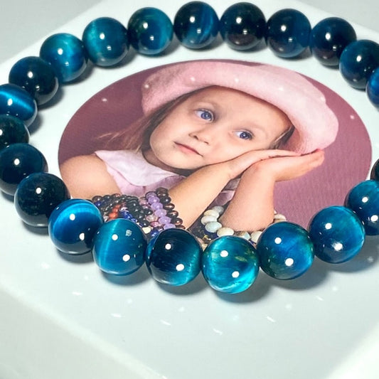 Crystal Bracelet Blue Tiger Eye Stone Bracelet