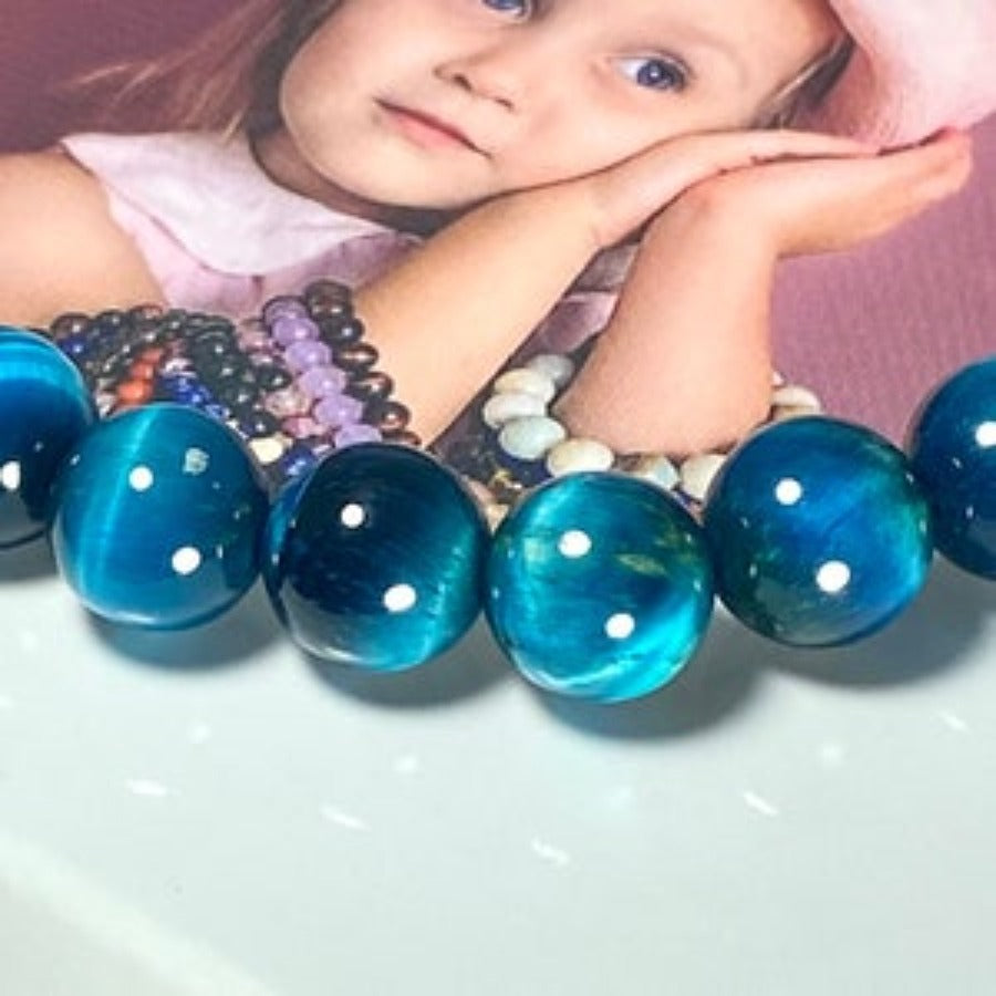 Crystal Bracelet Blue Tiger Eye Stone Bracelet