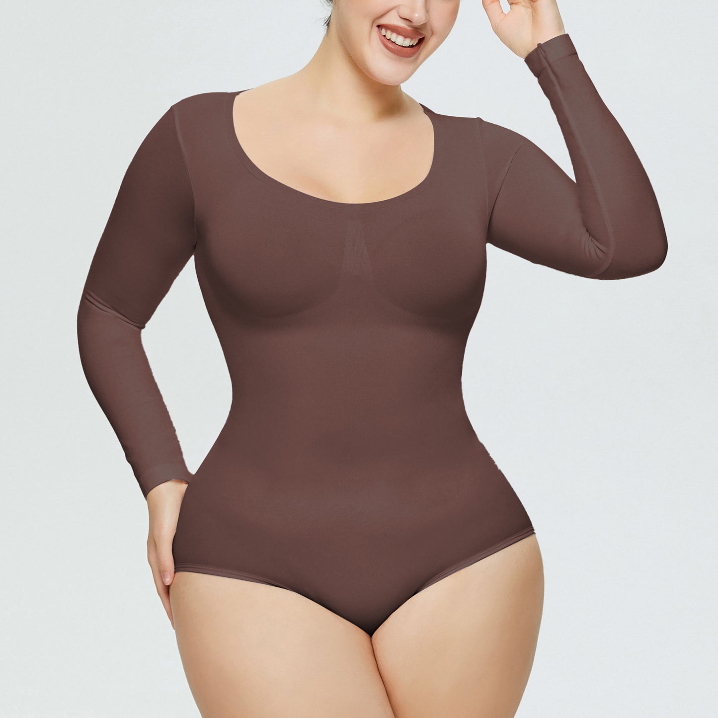 Plus Size Bodysuit Women Shapewear Long Sleeved Corset One-piece Underwear Seamless Bodysuit