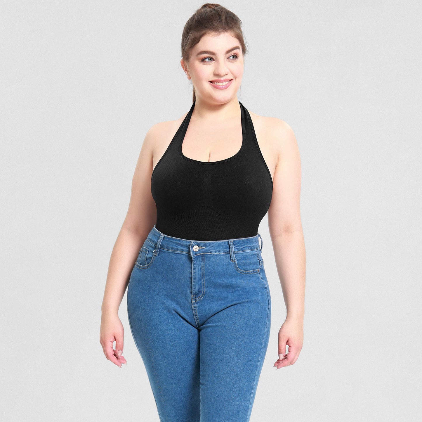 Bodysuit T-shaped Plus Size Neck Hanging Shapewear Tight Waist Underwear Bodysuit Women