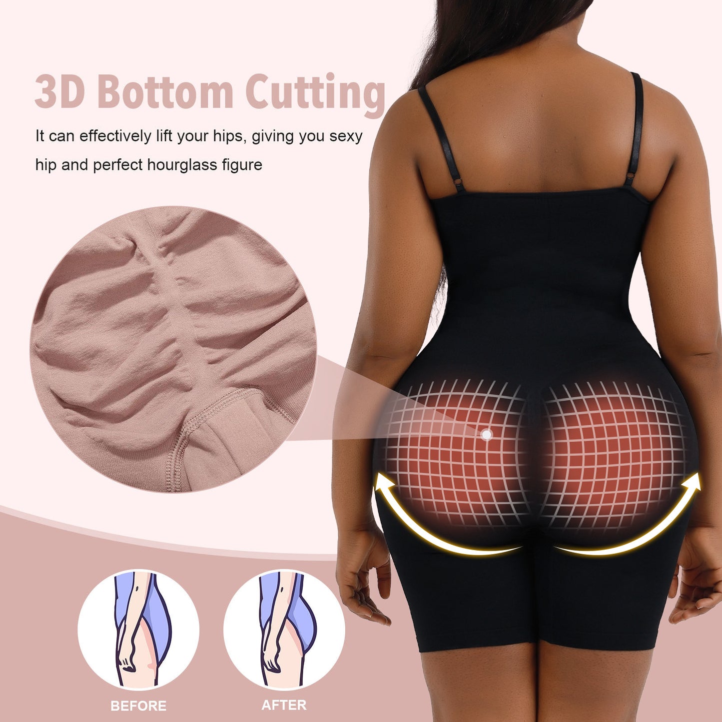 Plus Size Bodysuit Women Seamless One-piece Shapewear Bodysuit Adjustable Underwear Jumpsuit
