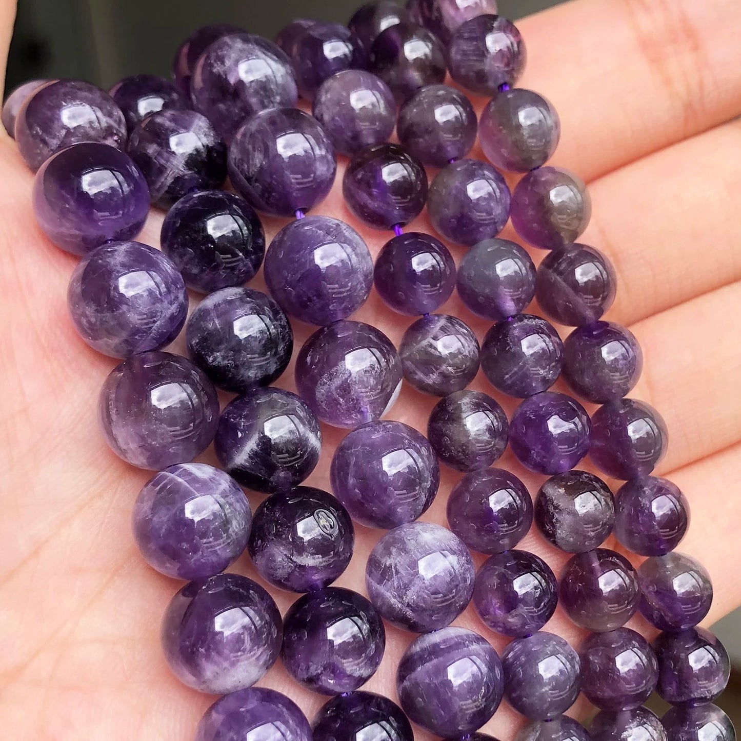 Crystal Amethyst Round Beads DIY Loose Beads Natural Stone Crystal 4-12mm