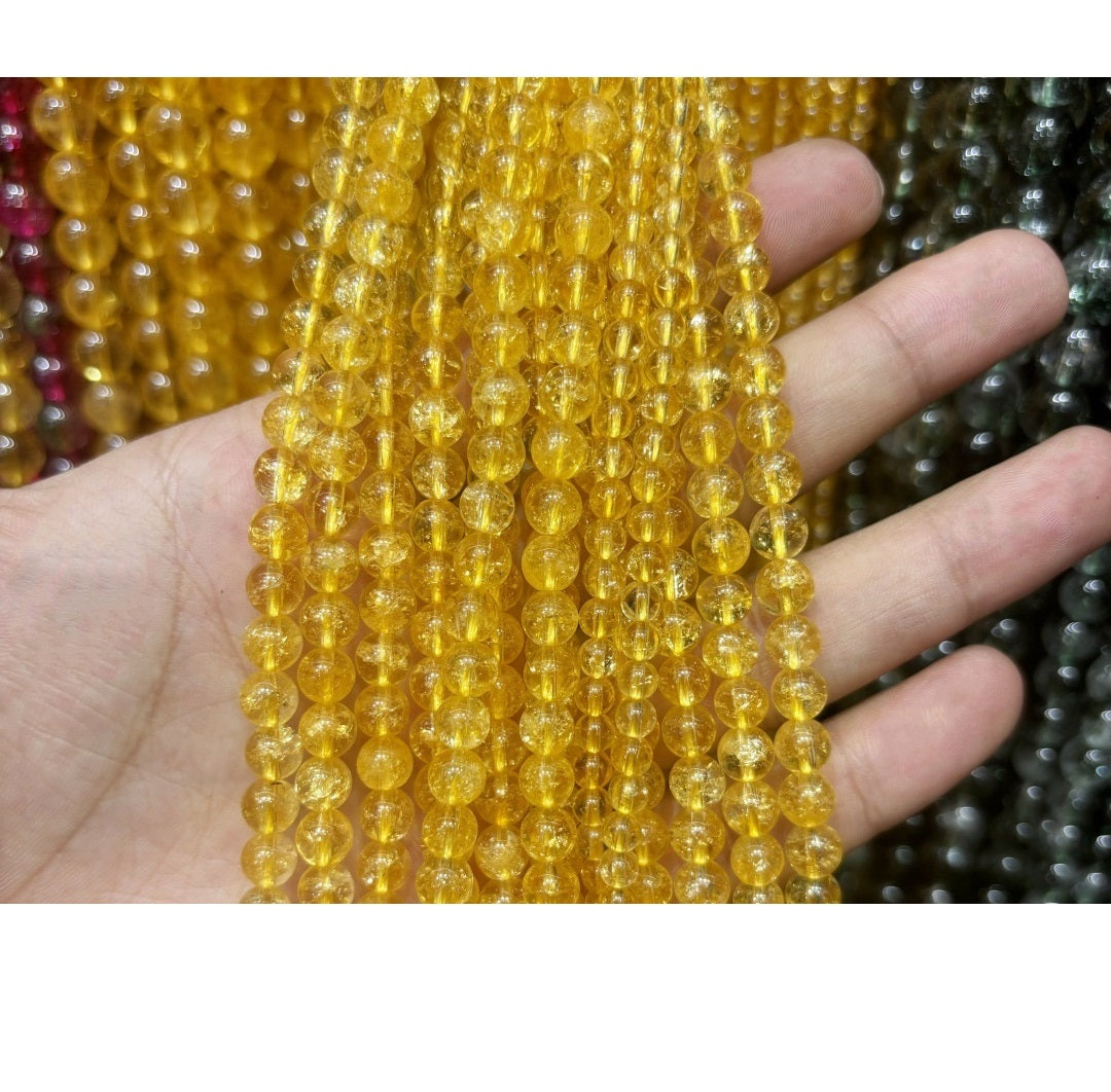 Natural Optimized Yellow Crystal Bead DIY Jewelry Bracelet Necklace Earring Accessories 4-12mm