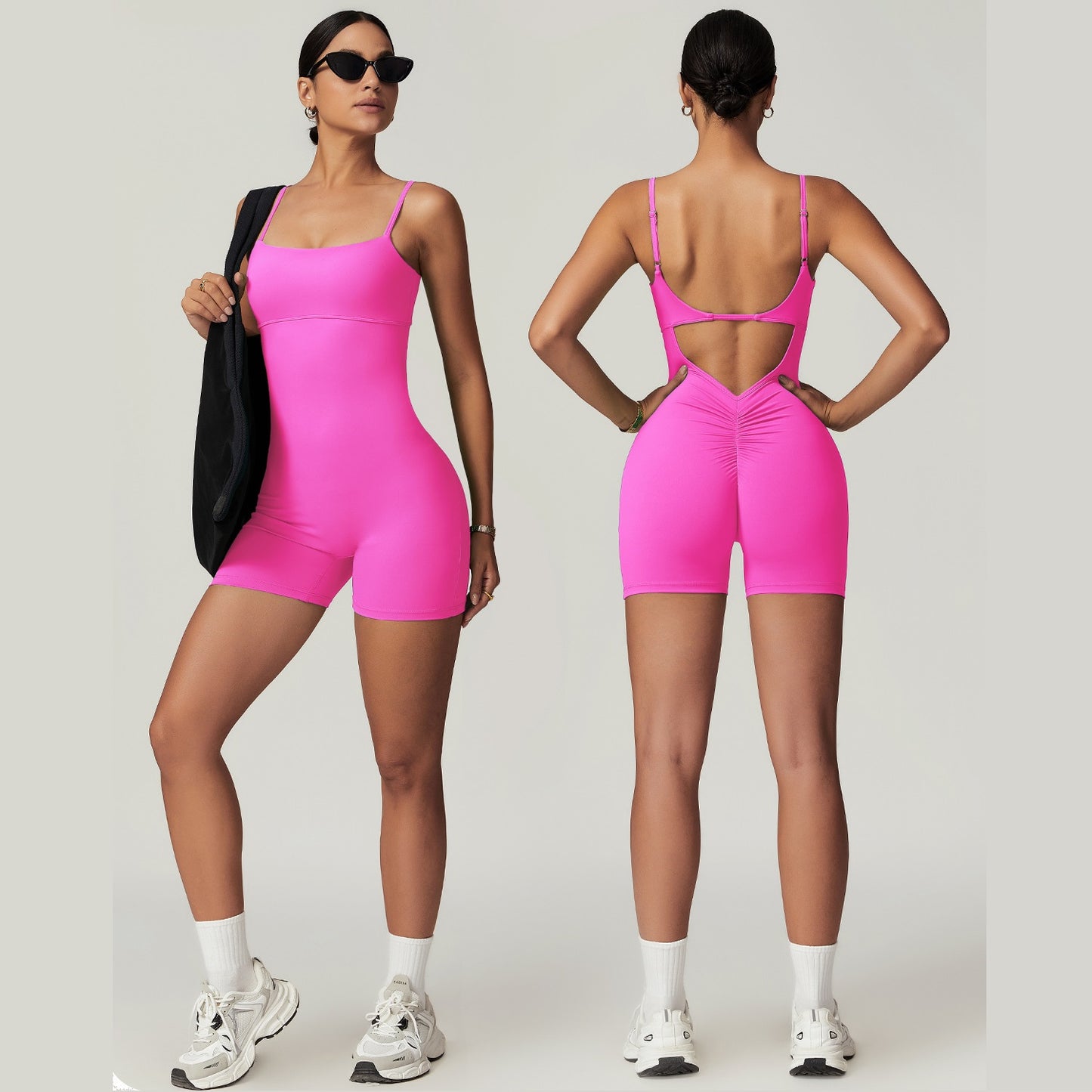 Women Jumpsuit Hip Lifting Tight Fitting One-piece Yoga Suit Quick Drying Sports Fitness Jumpsuit