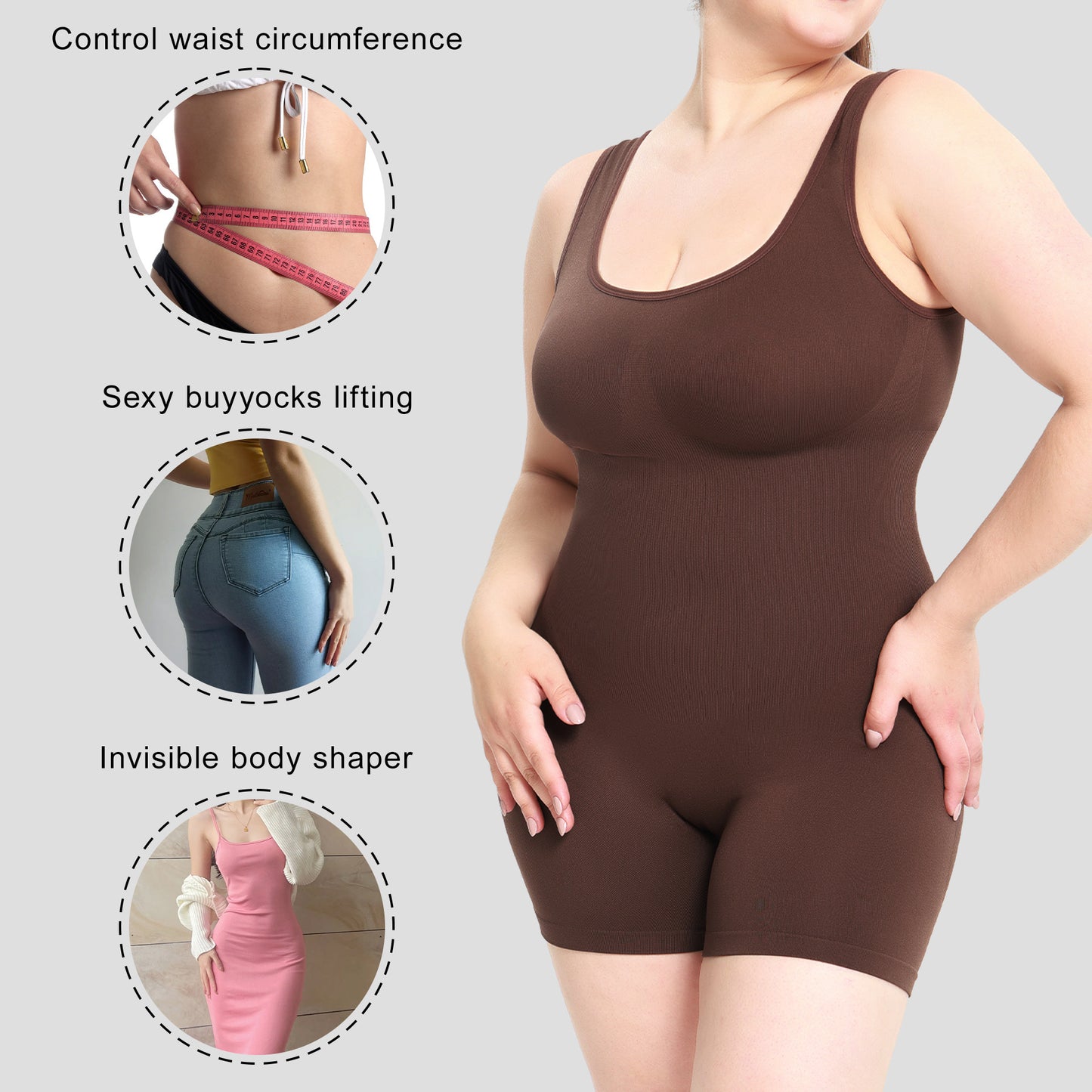 Plus Size Bodysuit Women Tights Fitting One-piece Bodysuit Shapewear Body Hugging Vest Underwear