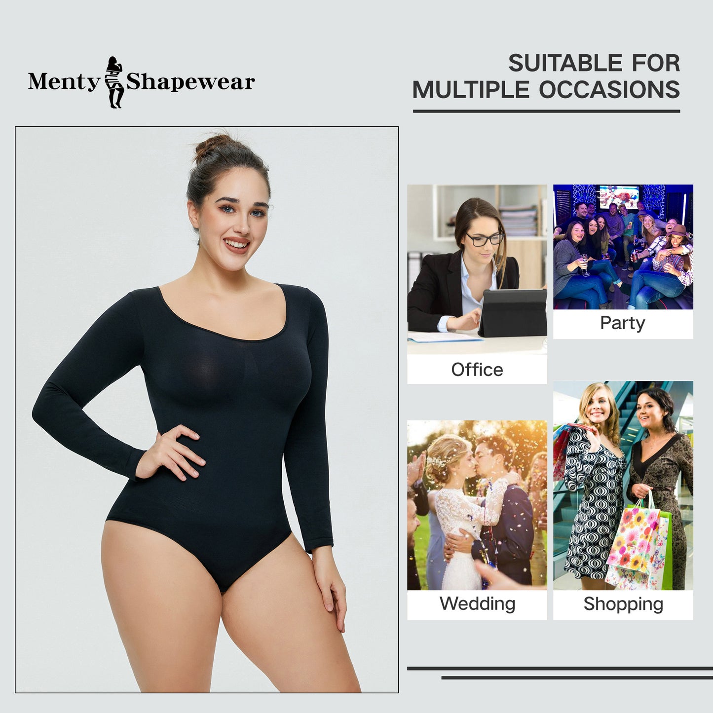 Plus Size Thong Bodysuit Women Long Sleeved Corset One-piece Underwear Seamless Bodysuit Shapewear