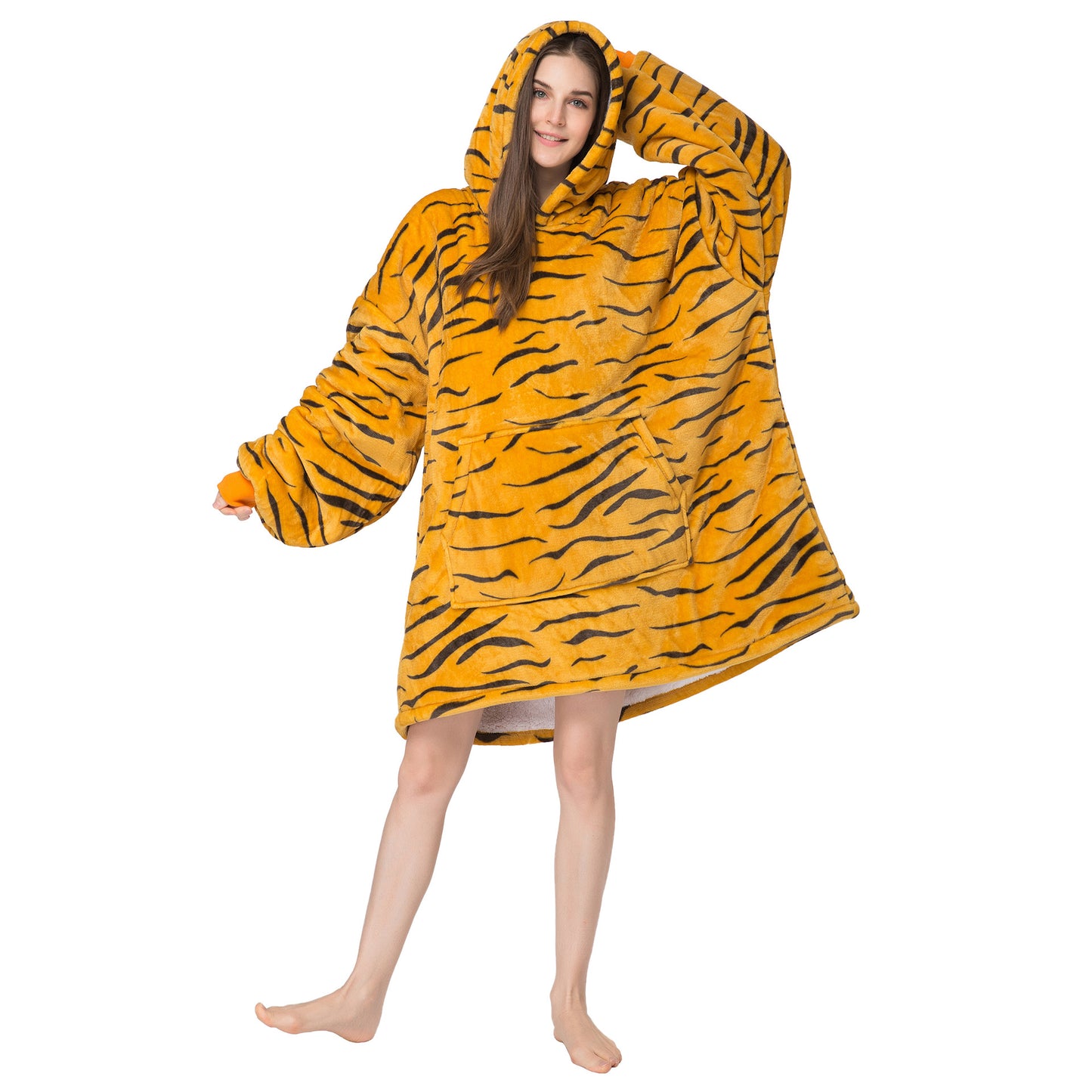 Hoodie Outdoor Cold proof Clothes Tie dye Printed Hoodie Casual Home Lazy Blanket Thick Velvet Hooded Pajamas