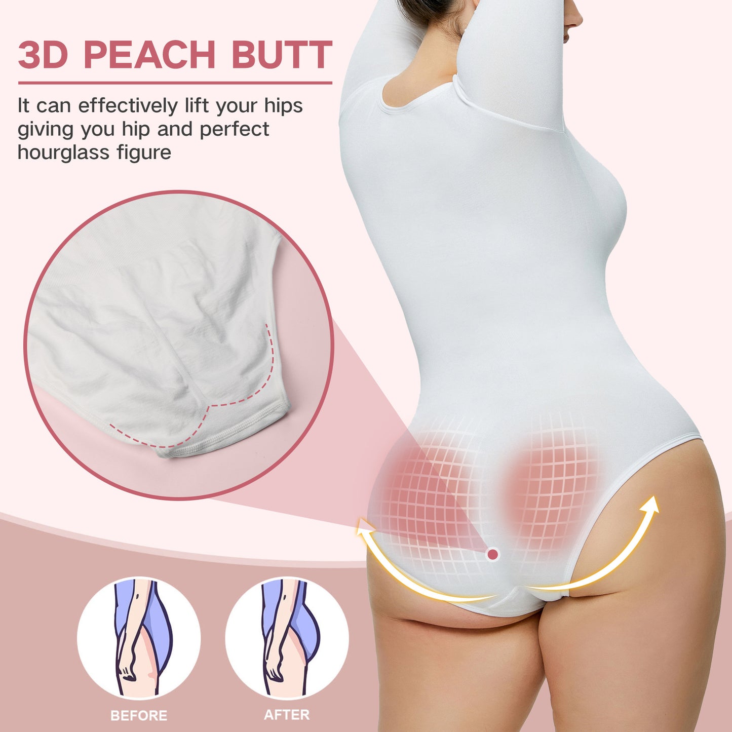 Plus Size Bodysuit Women Shapewear Long Sleeved Corset One-piece Underwear Seamless Bodysuit