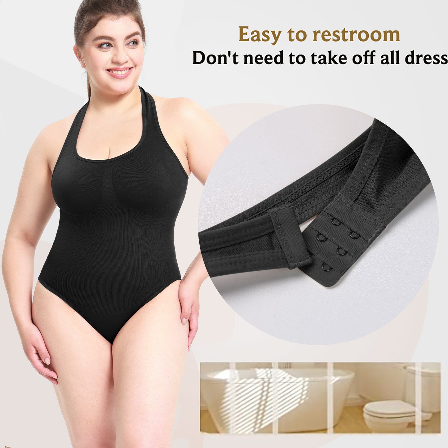 Bodysuit T-shaped Plus Size Neck Hanging Shapewear Tight Waist Underwear Bodysuit Women