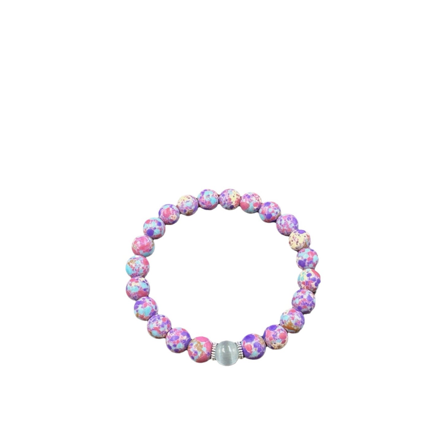 Crystal Bracelet Cat Eye Stone Imitation Purple Flower Emperor Yellow Pine Handmade Elastic Thread Bracelet