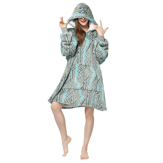 Hoodie Outdoor Cold proof Clothes Tie dye Printed Hoodie Casual Home Lazy Blanket Thick Velvet Hooded Pajamas