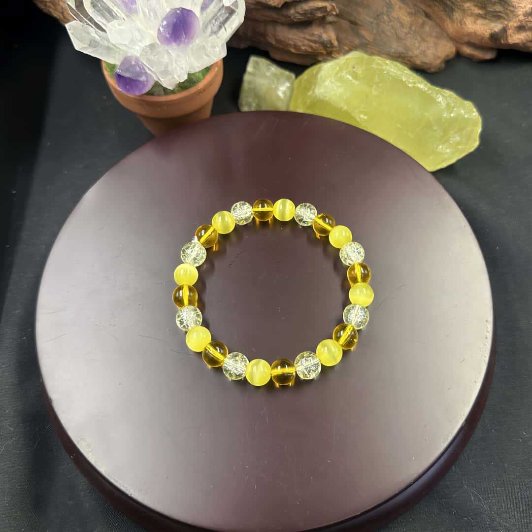 Crystal Bracelet Pink Cat Eye Stone Bracelet Yellow Crystal Fashionable Crystal Jewelry Blue Dot Yellow Explosive Natural Stone