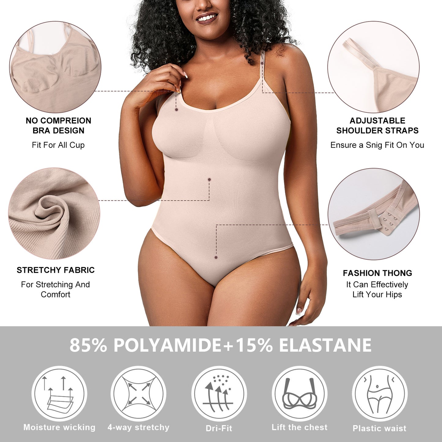 Plus Size Bodysuit Seamless One-piece Shapewear Women Tight Corset Underwear Jumpsuit Tank Top Thong Bodysuit