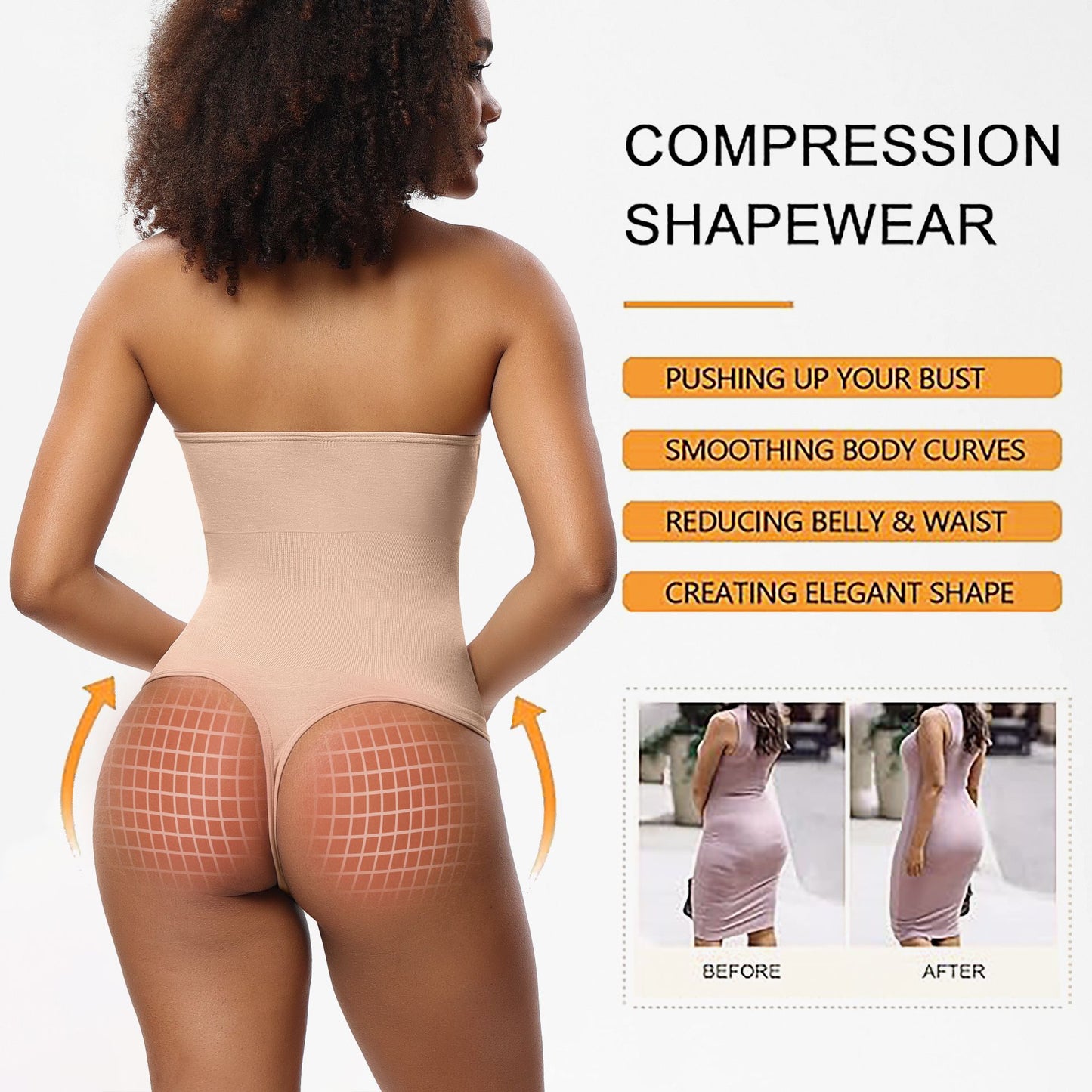 Bodysuit T-shaped Plus Size Neck Hanging Shapewear Tight Waist Underwear Bodysuit Women