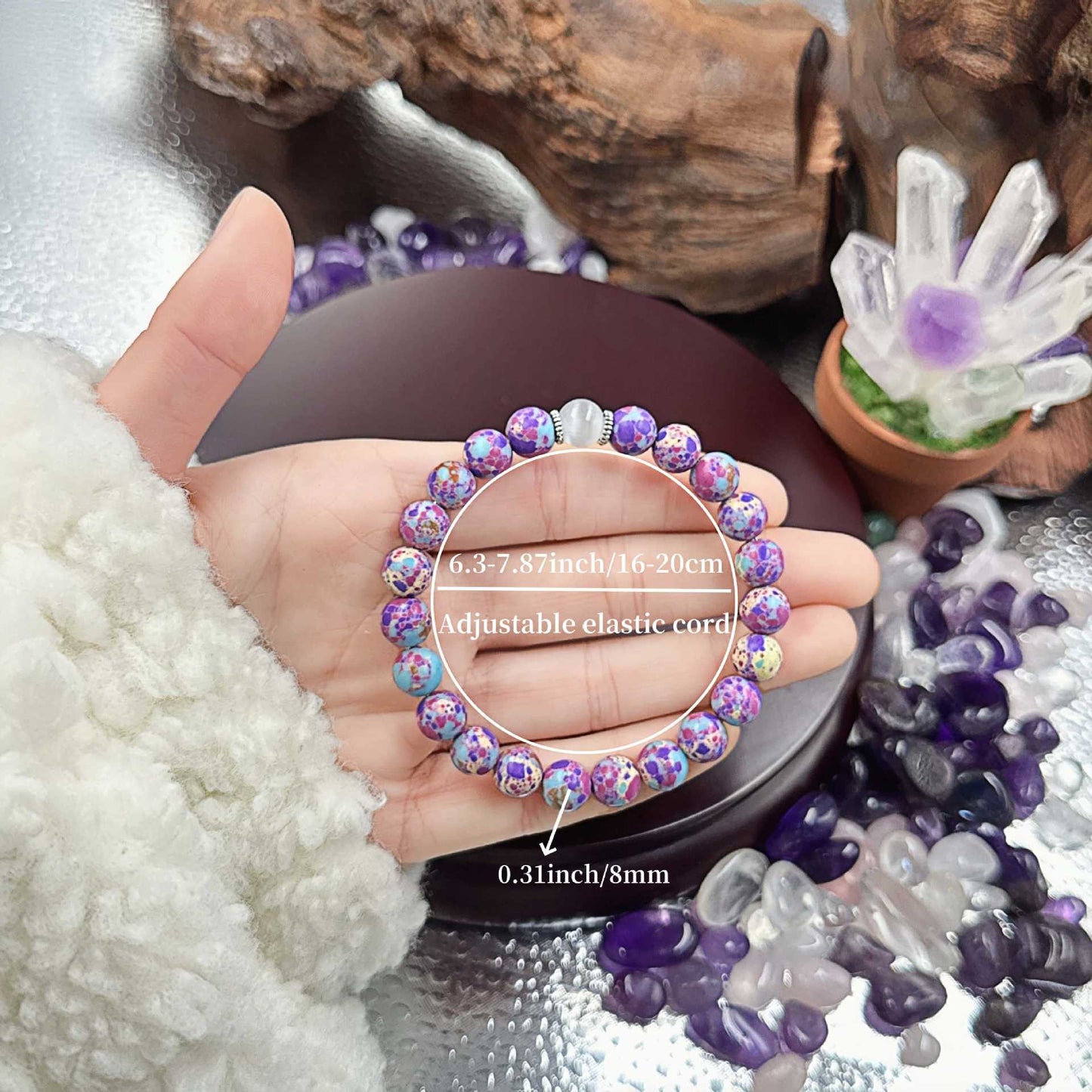 Crystal Bracelet Cat Eye Stone Imitation Purple Flower Emperor Yellow Pine Handmade Elastic Thread Bracelet