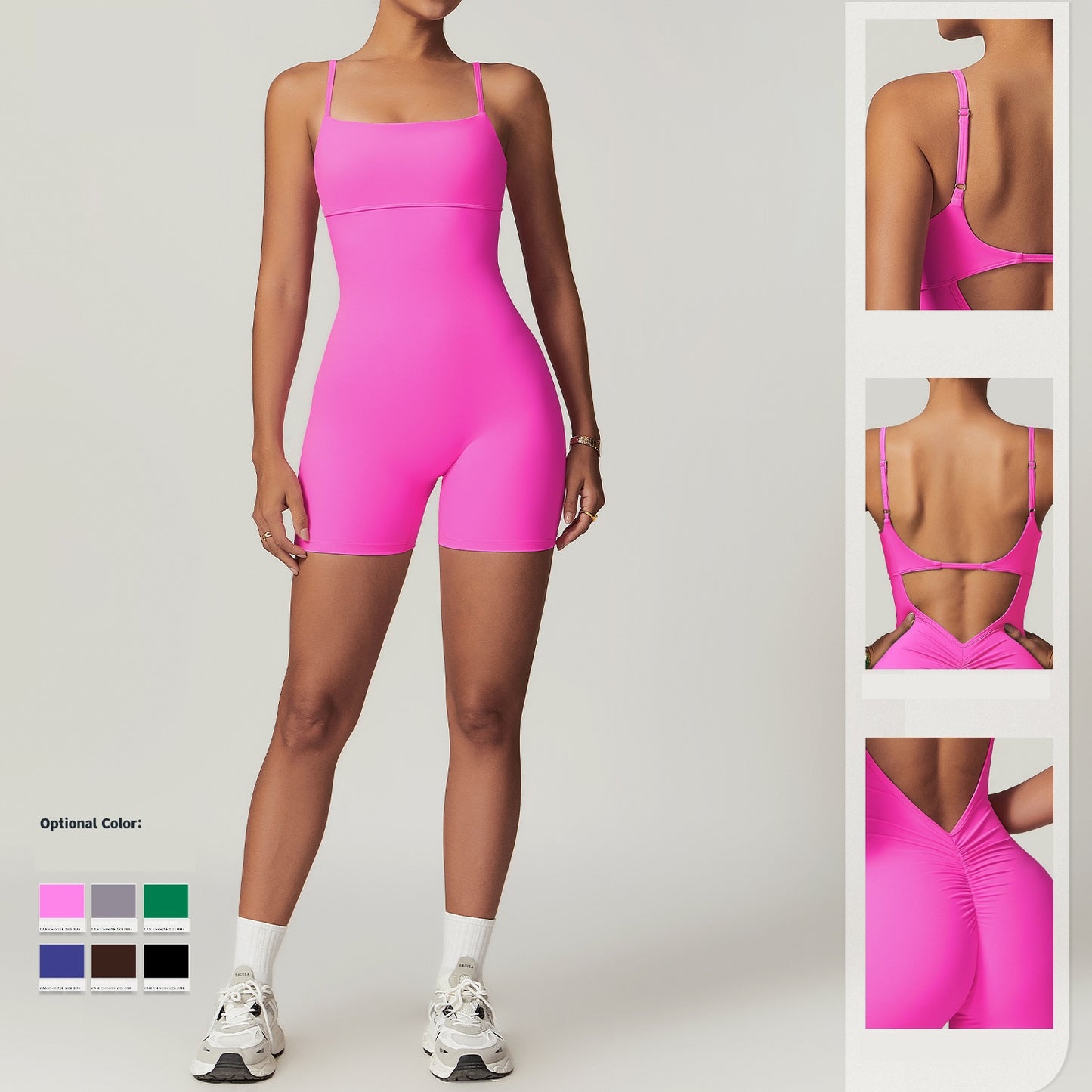 Women Jumpsuit Hip Lifting Tight Fitting One-piece Yoga Suit Quick Drying Sports Fitness Jumpsuit