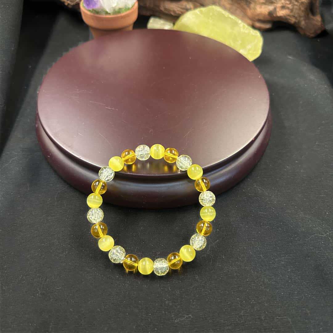 Crystal Bracelet Pink Cat Eye Stone Bracelet Yellow Crystal Fashionable Crystal Jewelry Blue Dot Yellow Explosive Natural Stone