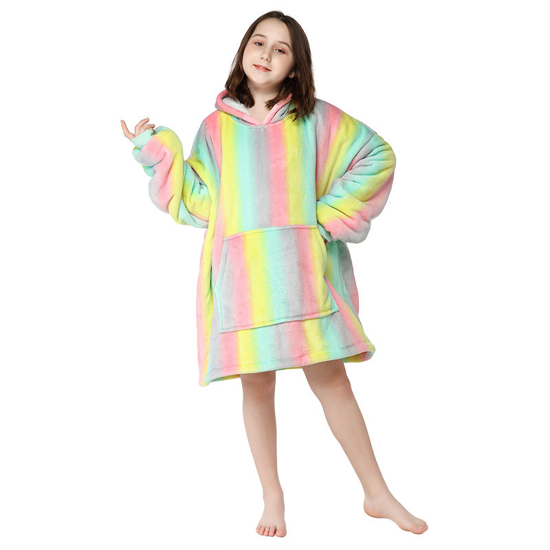 Hoodie Outdoor Cold proof Clothes Tie dye Printed Hoodie Casual Home Lazy Blanket Thick Velvet Hooded Pajamas