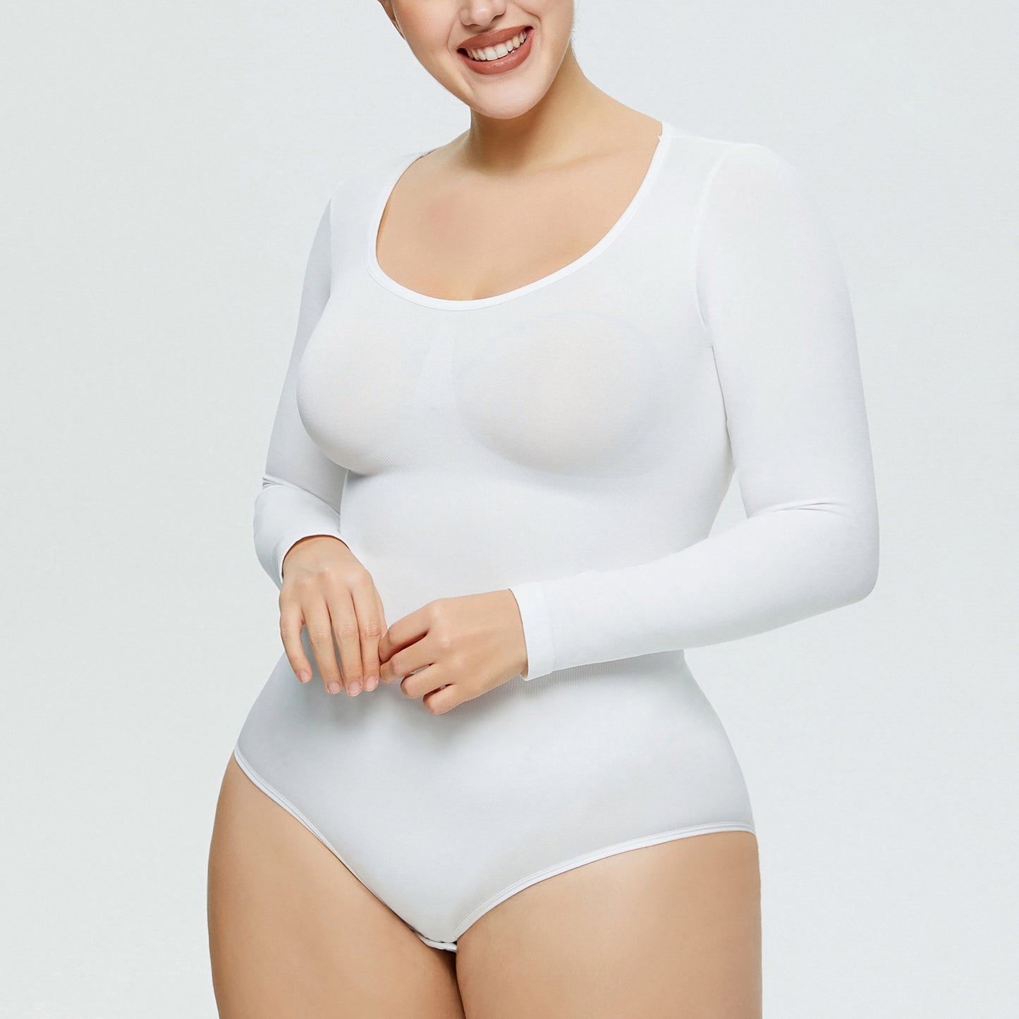 Plus Size Bodysuit Women Shapewear Long Sleeved Corset One-piece Underwear Seamless Bodysuit