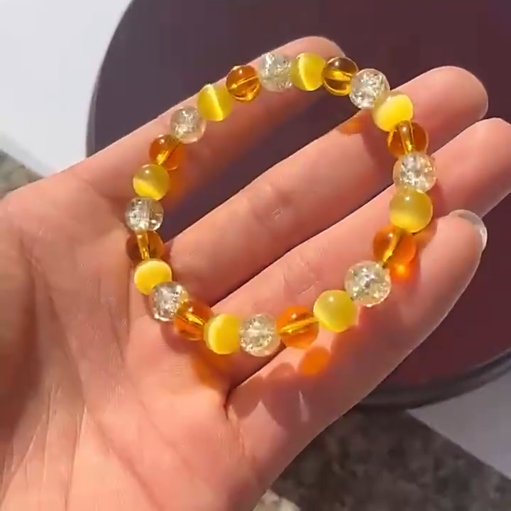 Crystal Bracelet Pink Cat Eye Stone Bracelet Yellow Crystal Fashionable Crystal Jewelry Blue Dot Yellow Explosive Natural Stone