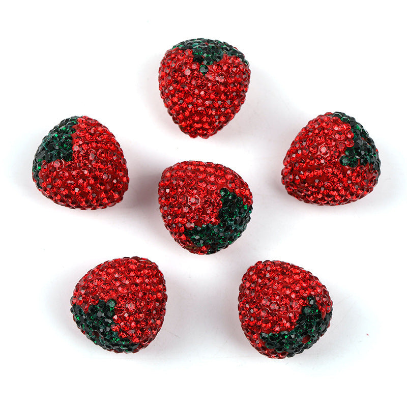 Bead Heavy Industry Strawberry Clay Water Diamond Ball Through Hole Bead DIY Bead Pen Phone Chain Jewelry Accessories Loose Beads