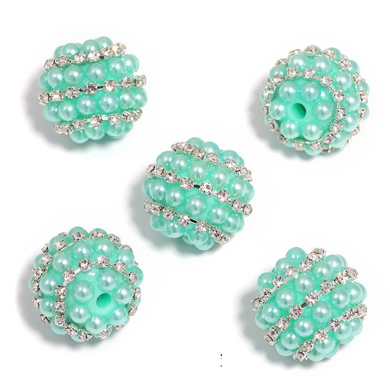 Bead New Candy Color Pearl Diamond Ball Water Diamond Chain Straight Hole Bead DIY Phone Chain Bead Pen Accessories