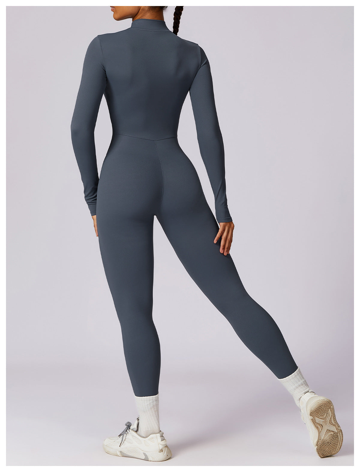 Bodysuit Women Jumpsuit Zipper Long Sleeved Solid Color One-piece Suit Yoga Sports Tight Fitting Breathable Jumpsuit