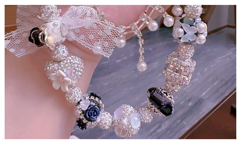 Beaded Rose Diamond Ball String Beads Light Luxury Creative Round Beads Handmade DIY Bead Pen Mobile Chain Loose Beads