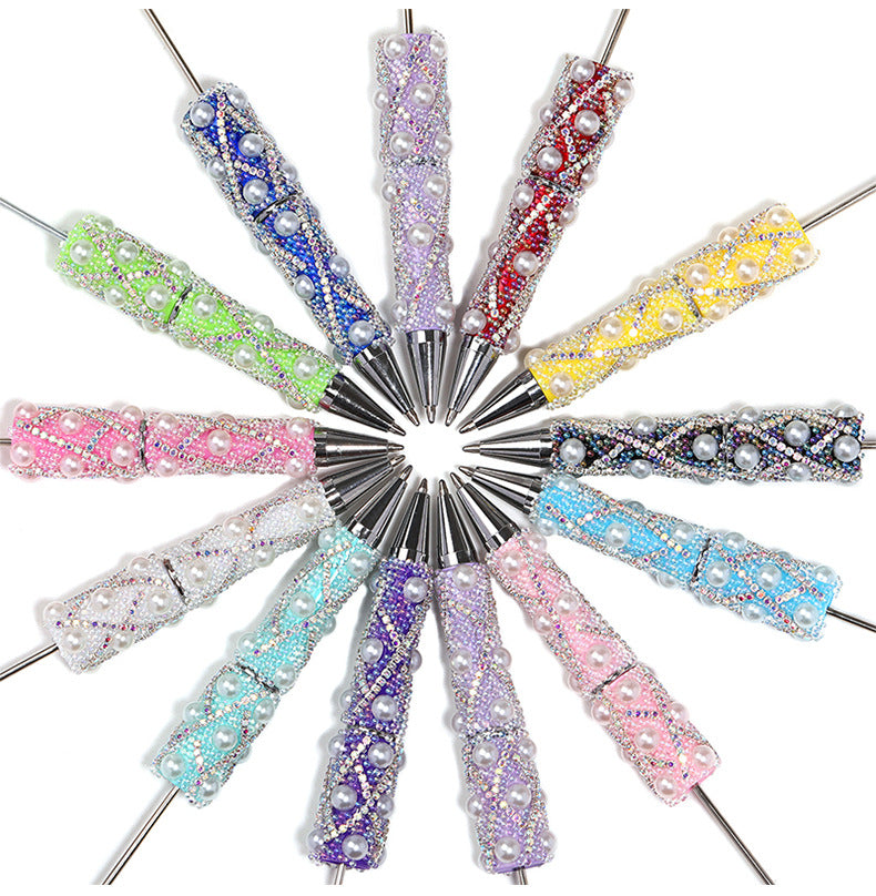 Bead Fine Sparkling Bubble Bead Pen Light Luxury Heavy Industry Bead Pen High Beauty Colorful Chain Cute Bead Pen