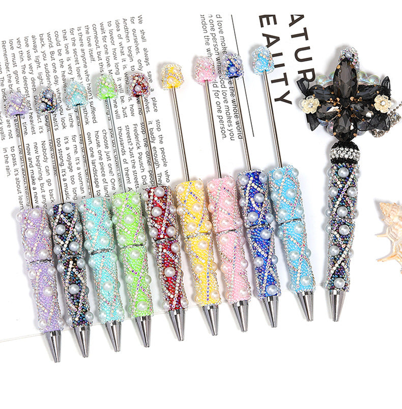 Bead Fine Sparkling Bubble Bead Pen Light Luxury Heavy Industry Bead Pen High Beauty Colorful Chain Cute Bead Pen