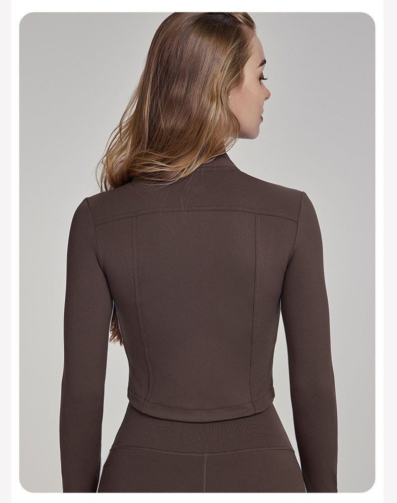 Stand Up Collar Women Yoga Suit Zipper Slim Fit High Casual Sports Outdoor Running Fitness Suit