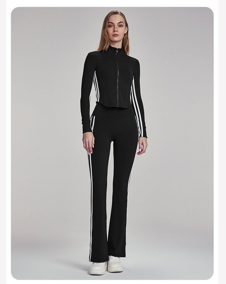 Stand Up Collar Women Yoga Suit Zipper Slim Fit High Casual Sports Outdoor Running Fitness Suit