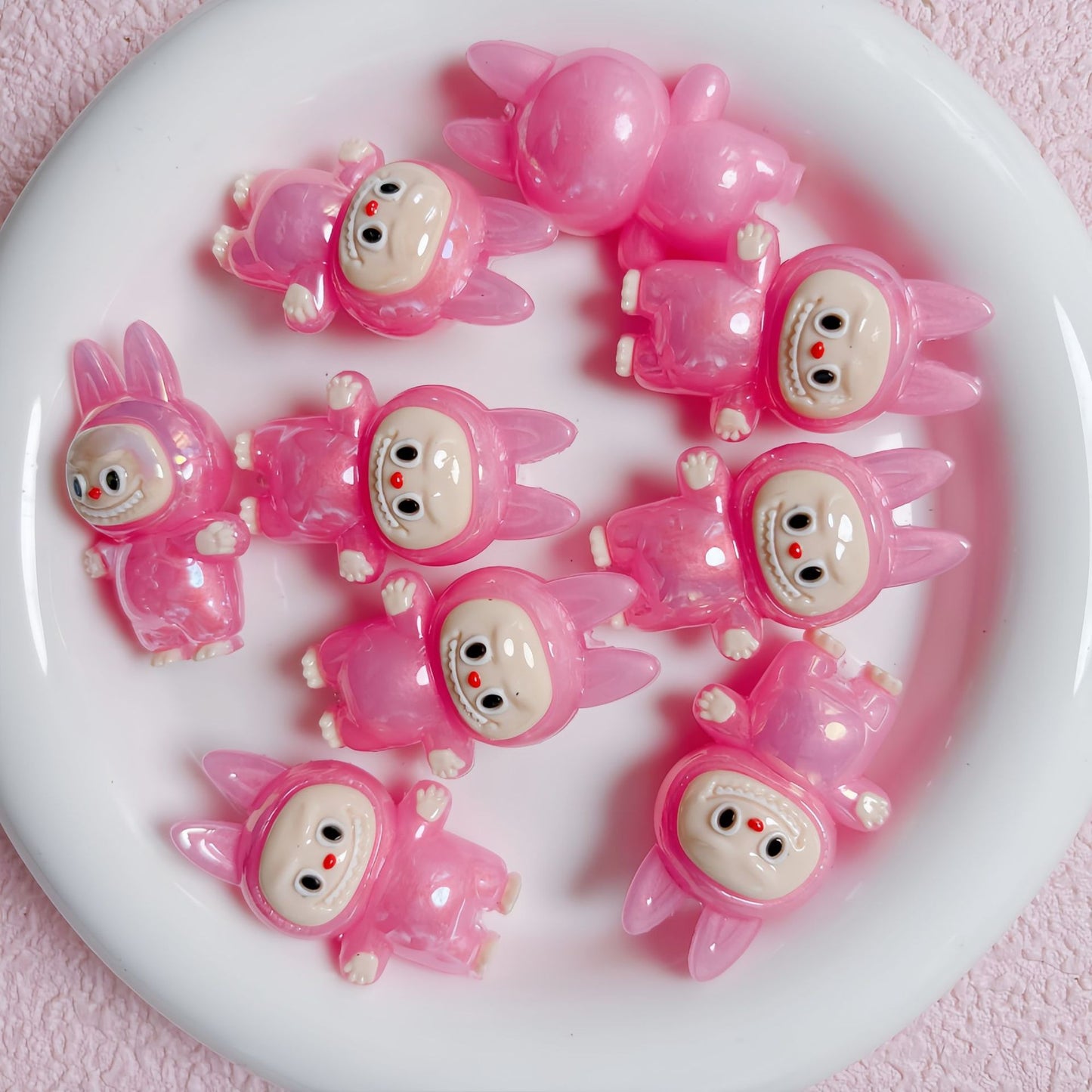 Labubu Cute Cartoon Fine Shining Night Light Straight hole Bead Loose Bead DIY Mobile Phone Chain Material Jewelry Accessories