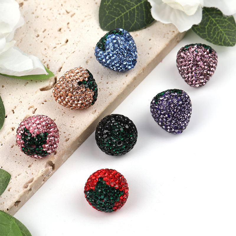 Bead Heavy Industry Strawberry Clay Water Diamond Ball Through Hole Bead DIY Bead Pen Phone Chain Jewelry Accessories Loose Beads