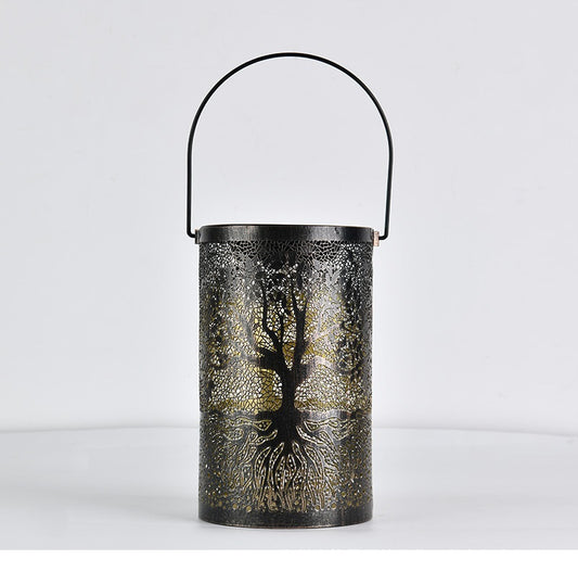 Solar Observation Light Iron Tree Hollow Decoration Hanging Light Courtyard Lawn Light