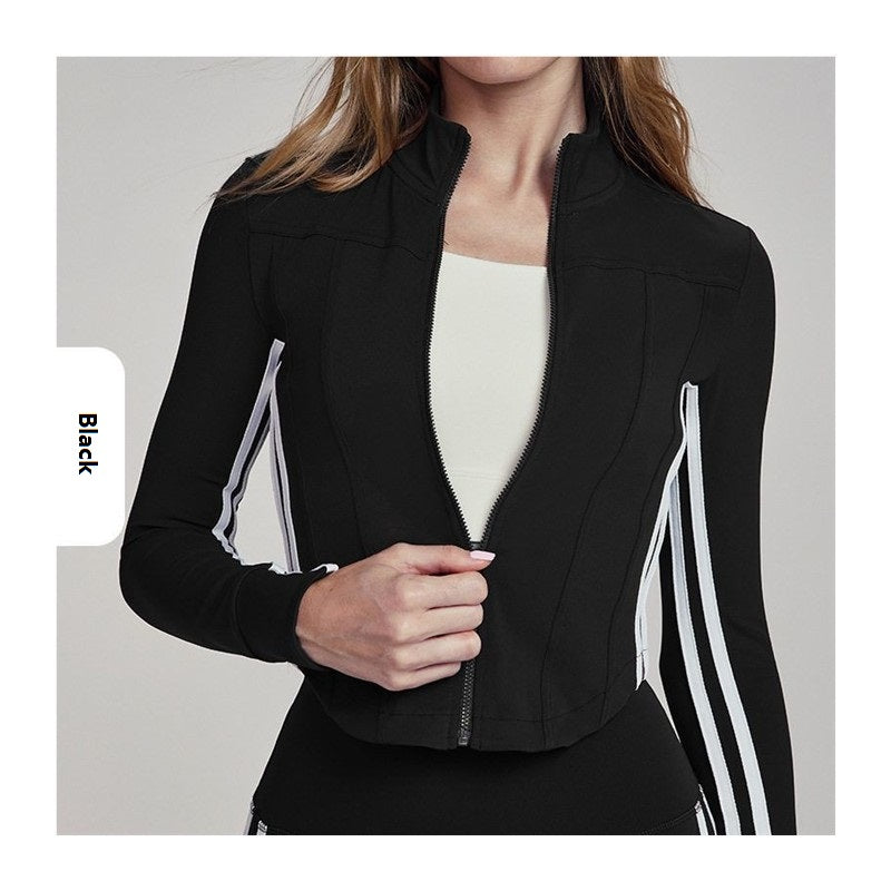 Stand Up Collar Women Yoga Suit Zipper Slim Fit High Casual Sports Outdoor Running Fitness Suit
