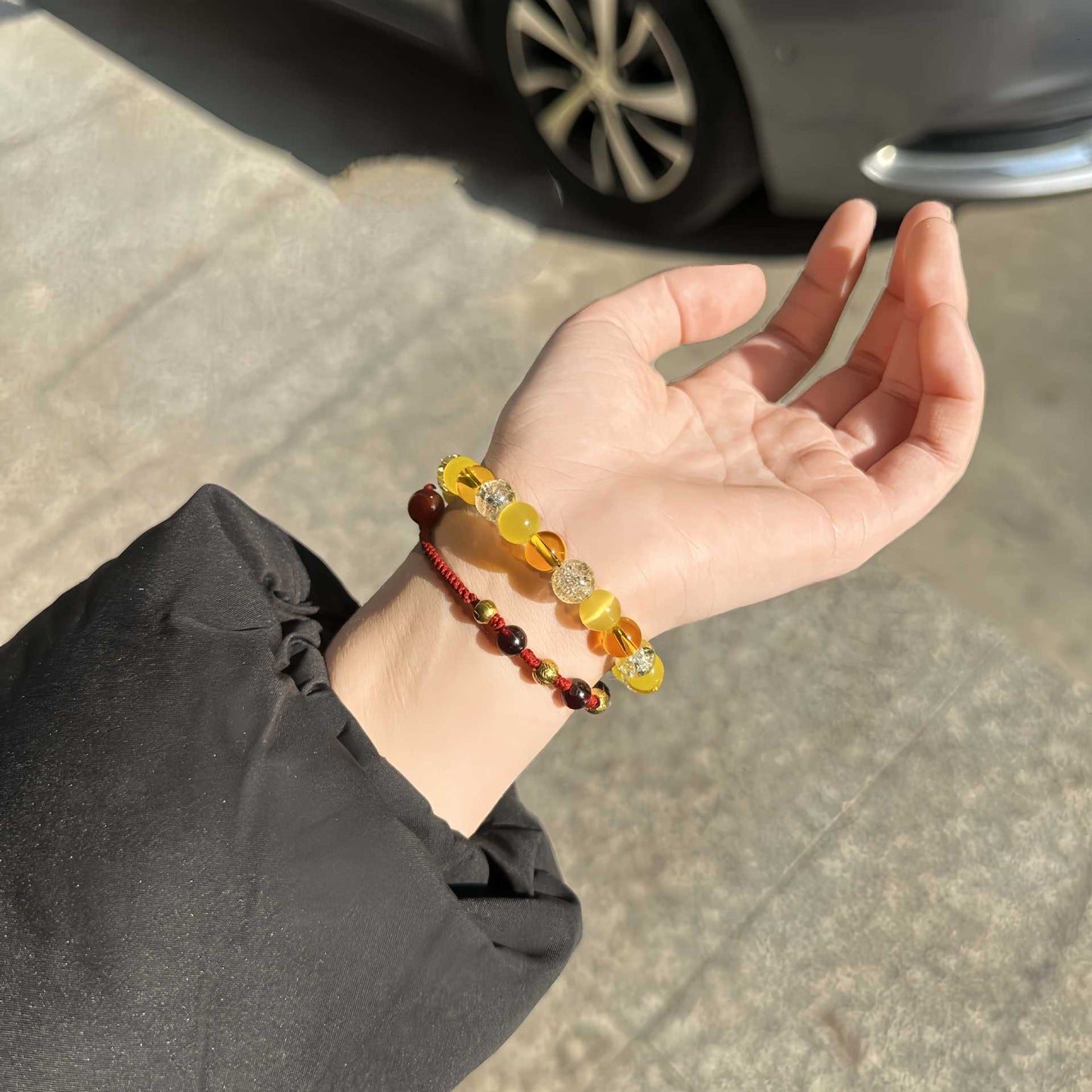 Crystal Bracelet Pink Cat Eye Stone Bracelet Yellow Crystal Fashionable Crystal Jewelry Blue Dot Yellow Explosive Natural Stone