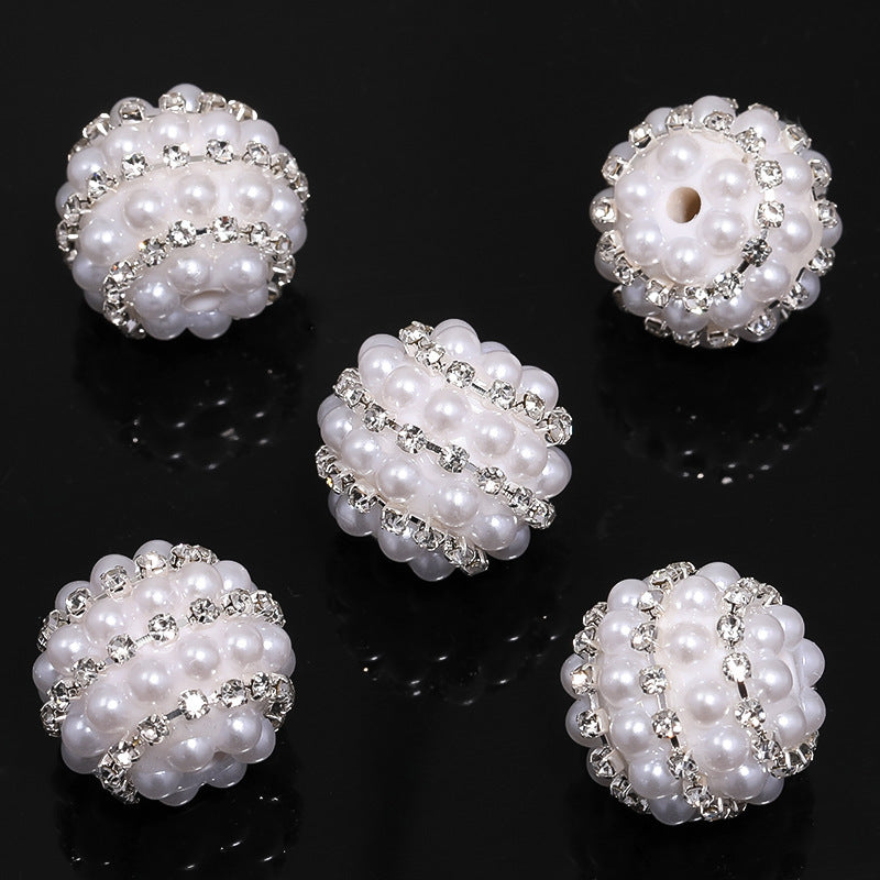 Bead New Candy Color Pearl Diamond Ball Water Diamond Chain Straight Hole Bead DIY Phone Chain Bead Pen Accessories