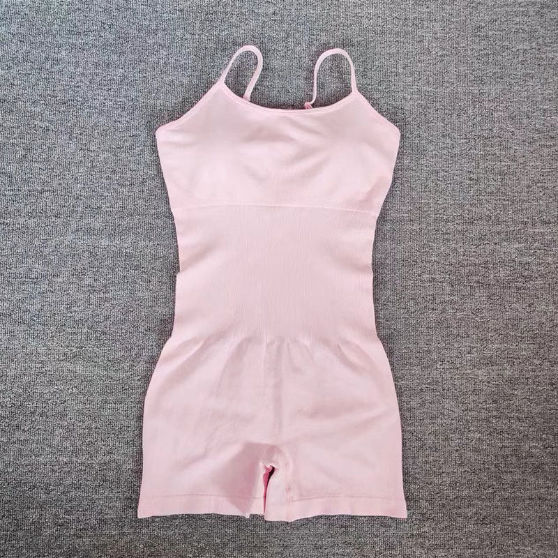 Women Seamless Jumpsuit Tight Fitting Hip Lifting Jumpsuit Shorts Yoga Sports Gym Sleeveless Jumpsuit