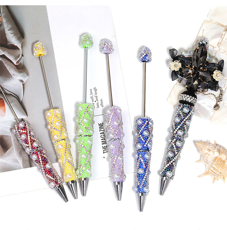 Bead Fine Sparkling Bubble Bead Pen Light Luxury Heavy Industry Bead Pen High Beauty Colorful Chain Cute Bead Pen