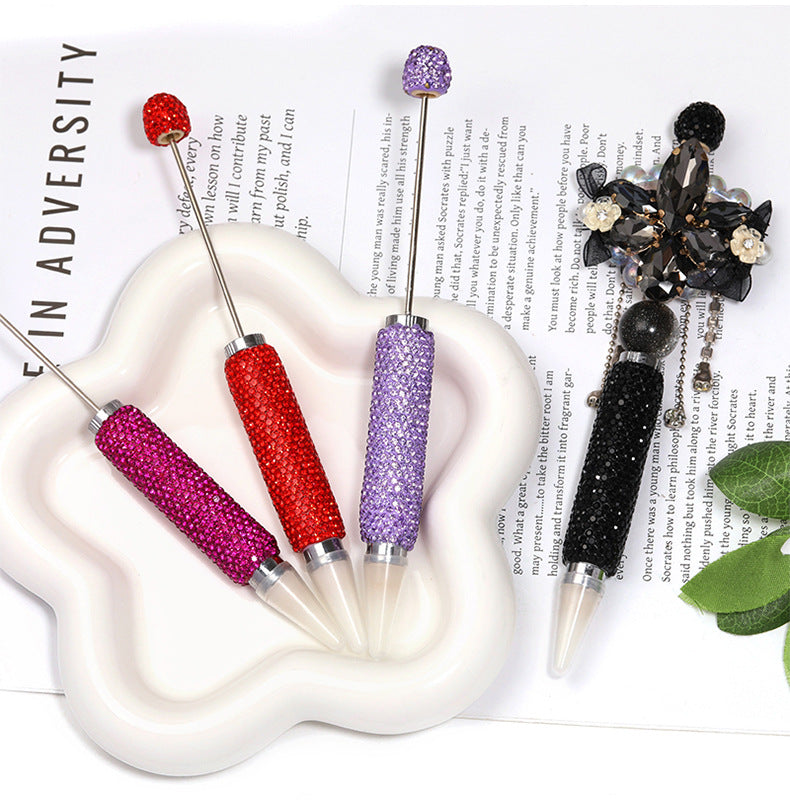Bead Pen Dot Diamond Ceramic Clay Bead Pen Solid Color Water Diamond Cute Grain Pen Fine Sparkling Full Diamond Bead Pen