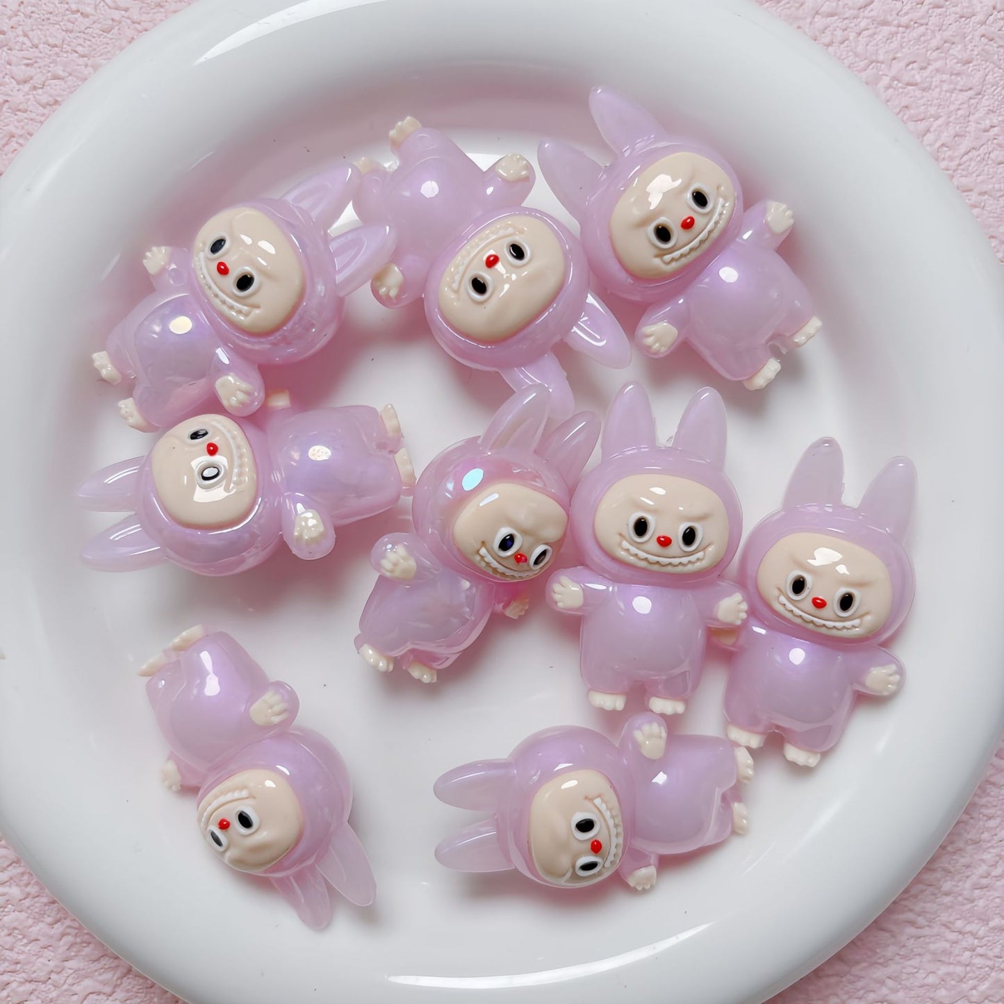 Labubu Cute Cartoon Fine Shining Night Light Straight hole Bead Loose Bead DIY Mobile Phone Chain Material Jewelry Accessories