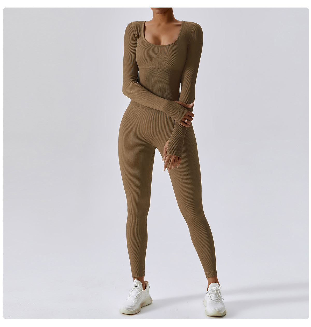 Bodysuit Women Seamless Jumpsuit Long Sleeved Pants Yoga Fitness One-piece Suit High Waist Hip Lifting Jumpsuit
