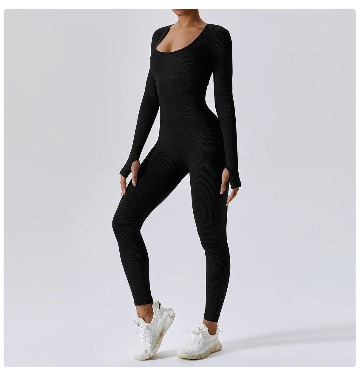 Bodysuit Women Seamless Jumpsuit Long Sleeved Pants Yoga Fitness One-piece Suit High Waist Hip Lifting Jumpsuit