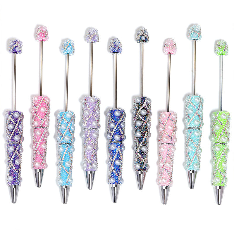 Bead Fine Sparkling Bubble Bead Pen Light Luxury Heavy Industry Bead Pen High Beauty Colorful Chain Cute Bead Pen
