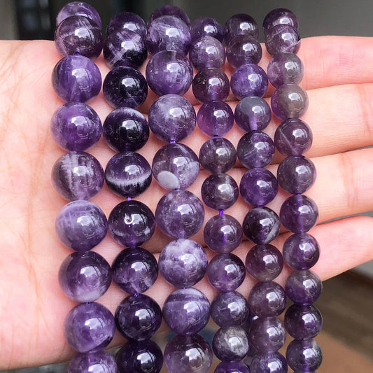 Crystal Amethyst Round Beads DIY Loose Beads Natural Stone Crystal 4-12mm