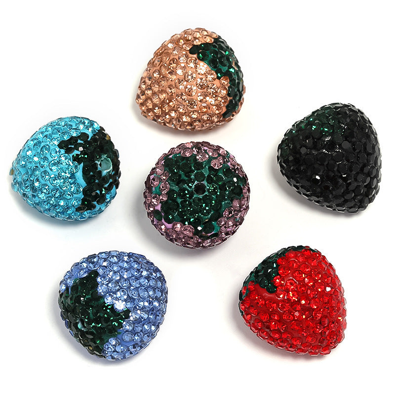 Bead Heavy Industry Strawberry Clay Water Diamond Ball Through Hole Bead DIY Bead Pen Phone Chain Jewelry Accessories Loose Beads